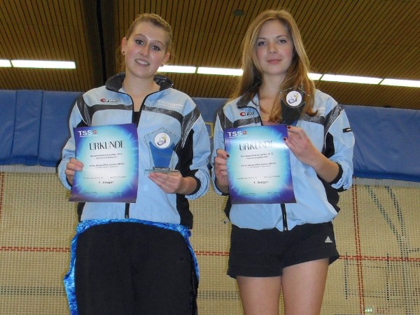 Kim-Ayleen Müller und Alina Heupel (v. l.) (Juti A/B) landeten bei den Synchronwettkämpfen souverän auf dem ersten Platz.